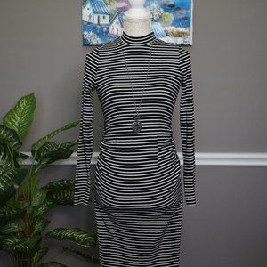 Black and White Striped Maternity Dress